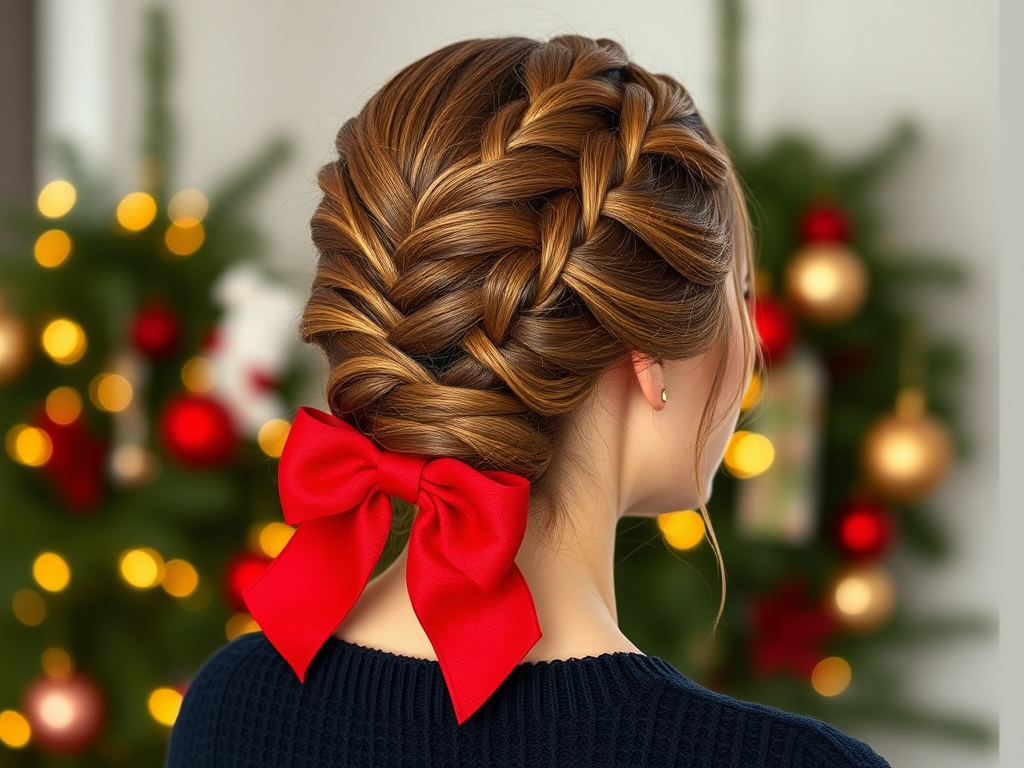 Image for Dutch Braid Updo with a Festive Bow