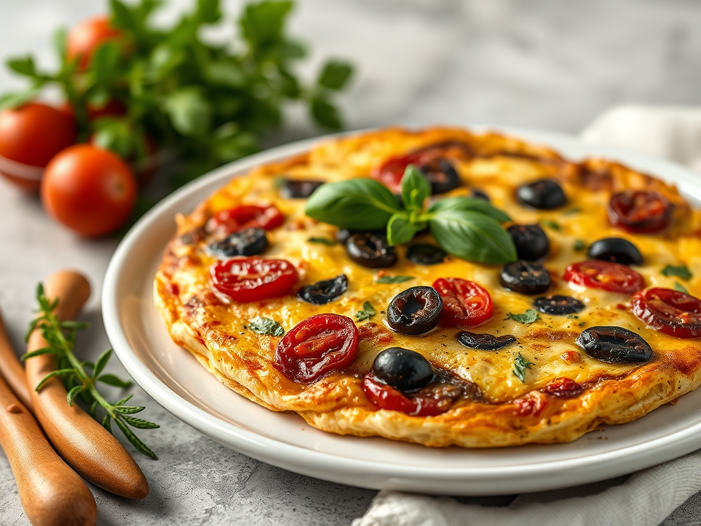 Image for Mediterranean Frittata with Sun-Dried Tomatoes and Olives: