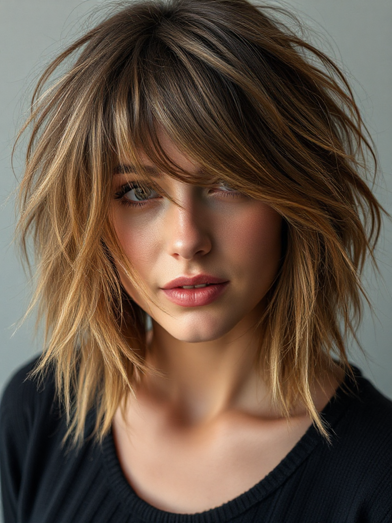 Textured Medium-Length Haircuts