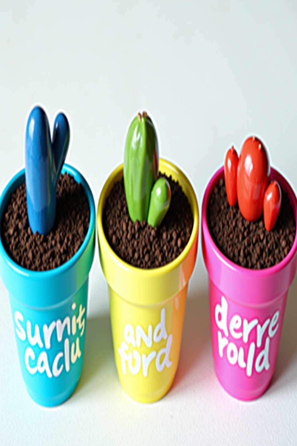 Vibrant Cactus-Design Flower Pots