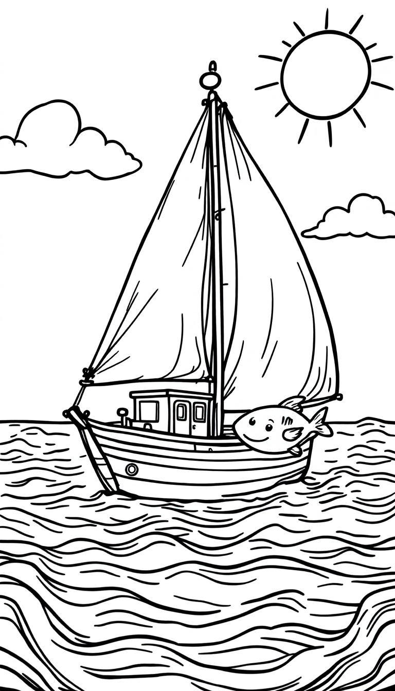 Раскраски Моряки Кораблики и Лодки