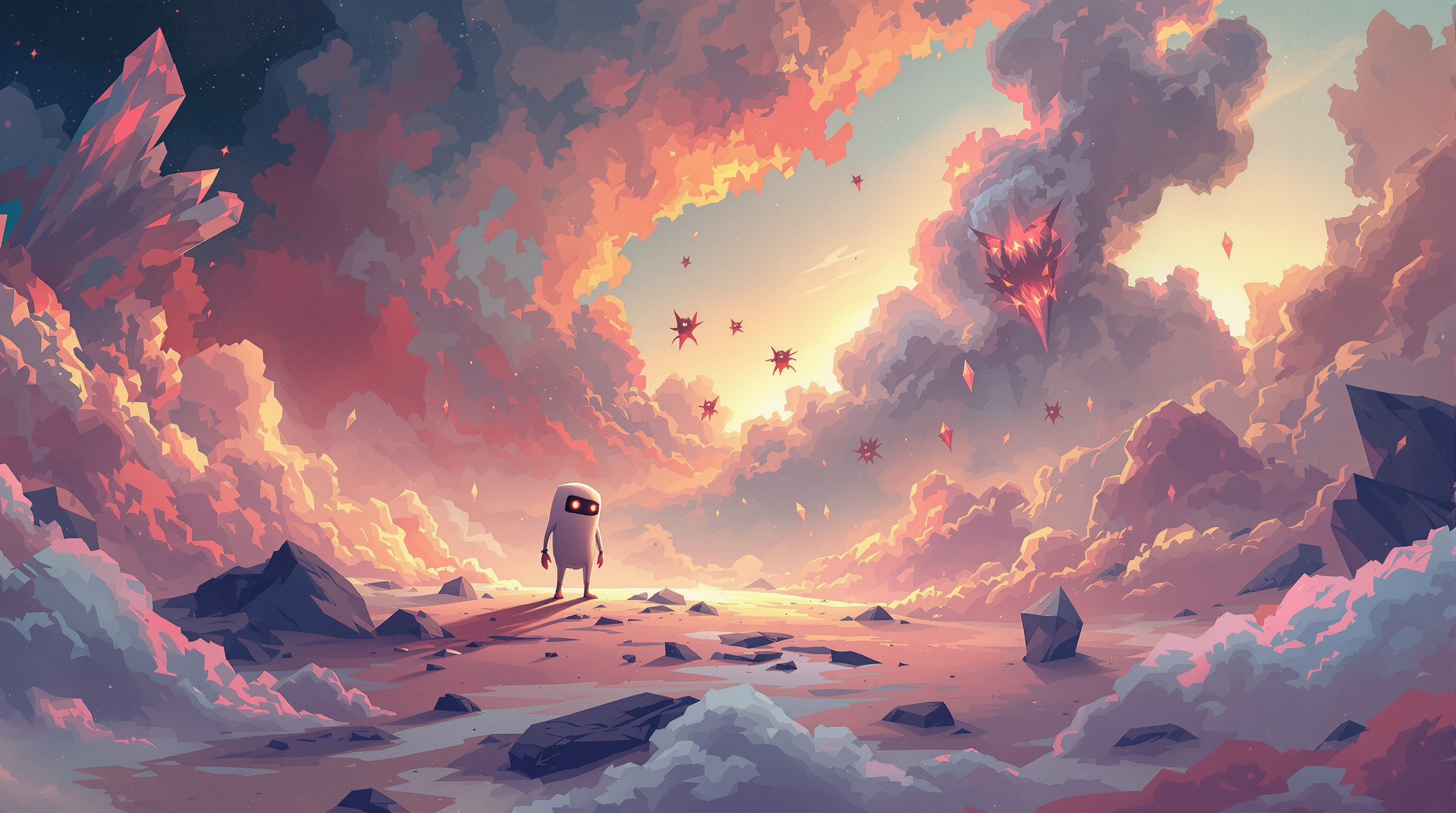 Moti, el compañero emocional que protagoniza nuestro análisis de My Monsters VR, en un entorno onírico.