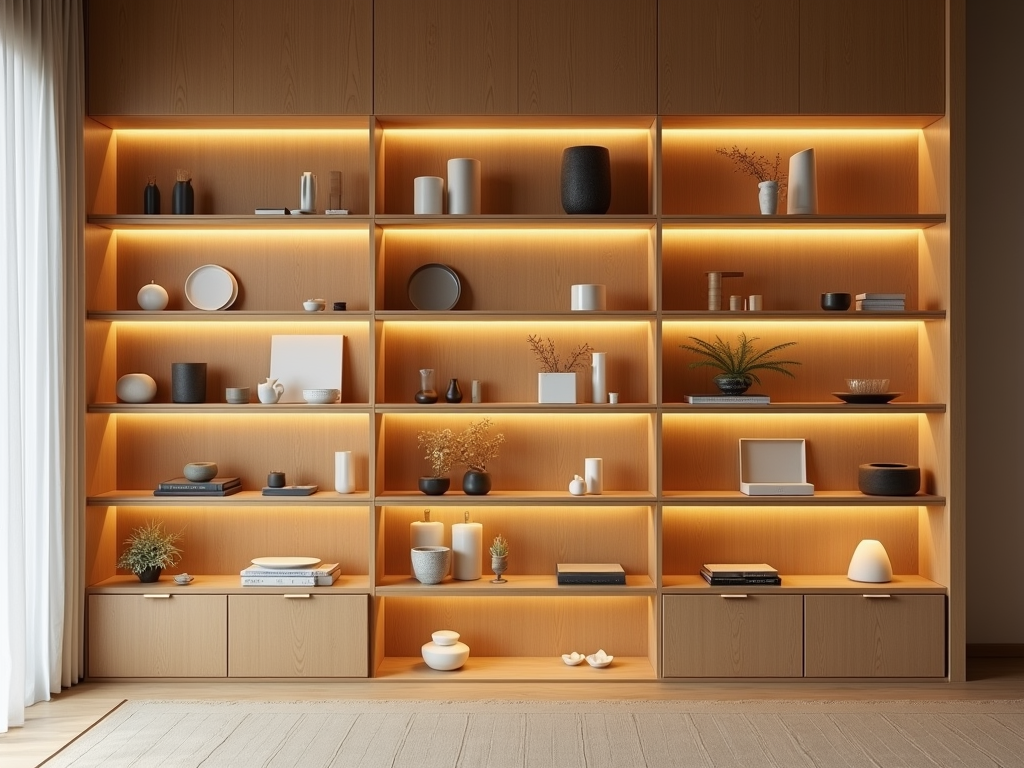 Negative Space Mastery in Japanese Shelf Design