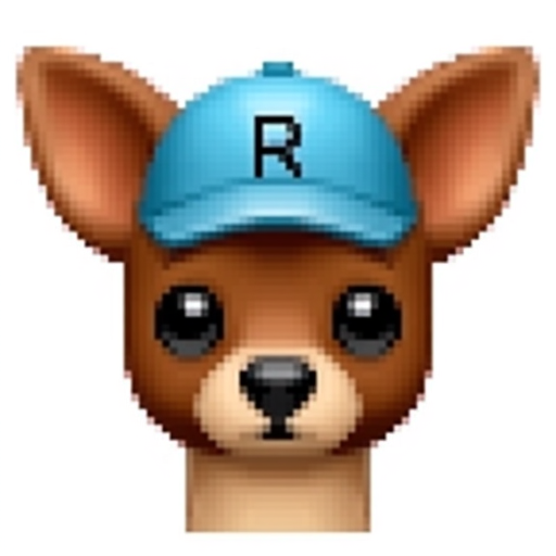 Chihuahua face with chocolate brown coat with a blue cap with a letter R