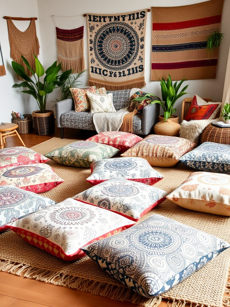 Floor Pillows Living Room Boho Style