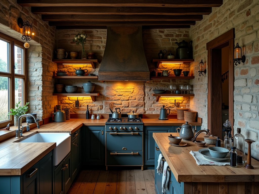 Embrace the Charm: Cozy Farmhouse Kitchen with Open Shelving