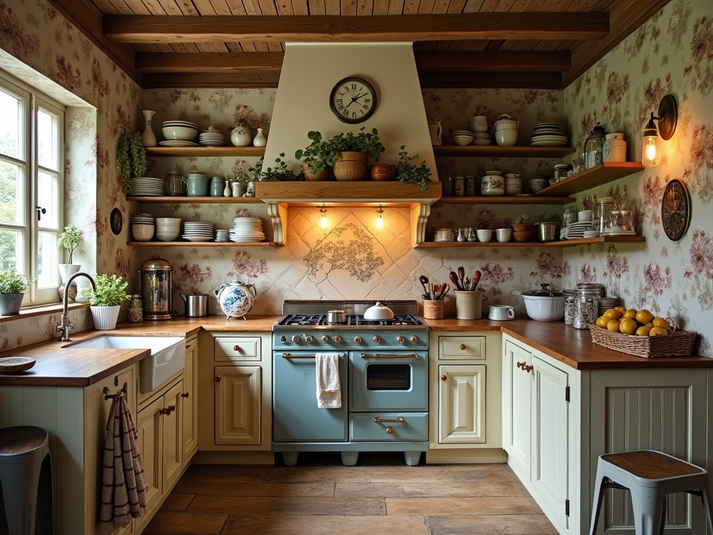 10+ French Provincial Kitchen with Toile Wallpaper Ideas