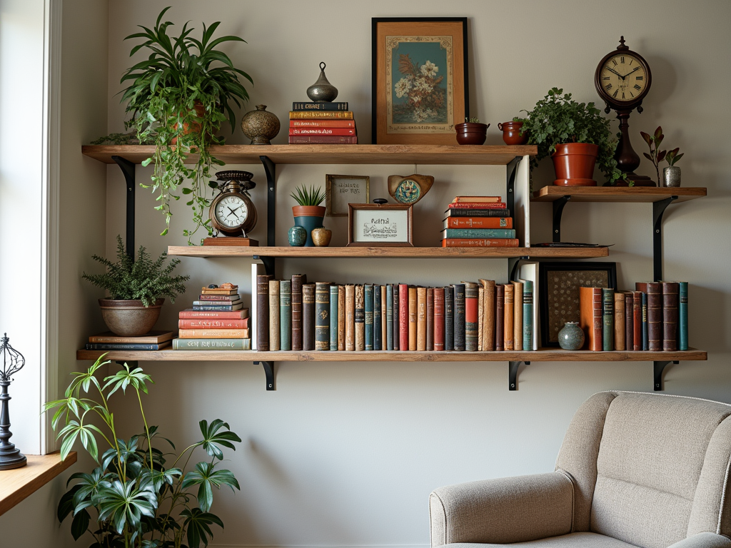 Floating Fantasies: Vintage Wall-Mounted Bookshelf Styling Ideas