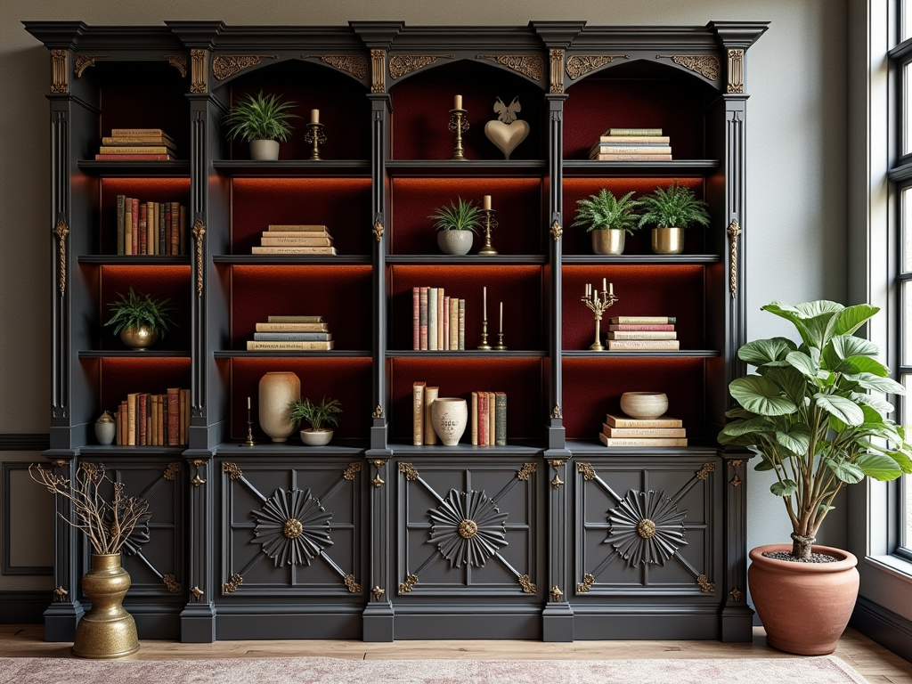 Victorian Texture Play: Elevate Your Bookcase Design