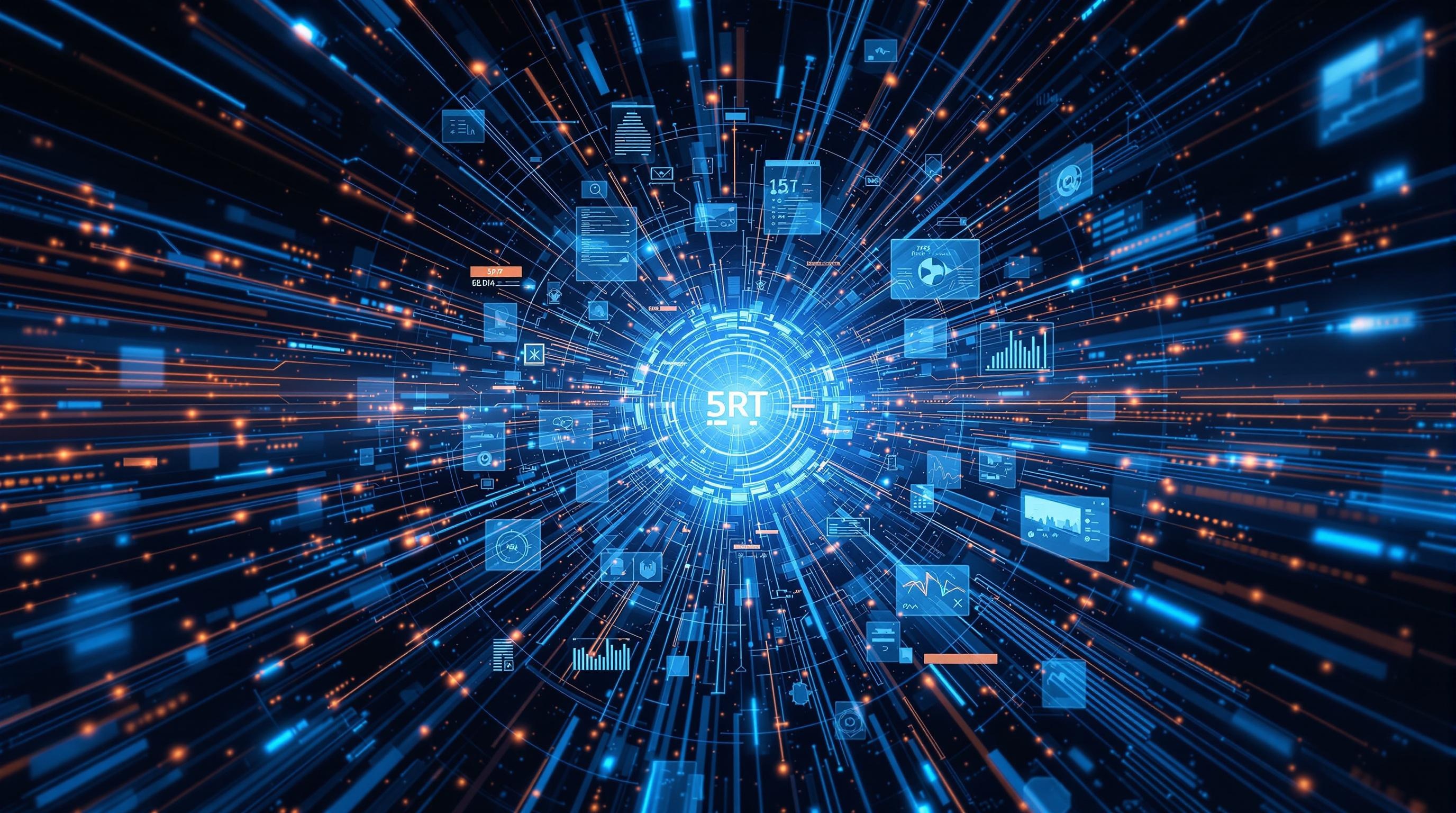 Modern hospital setting with AI analyzing medical images, digital overlays of patient data and neural network patterns, advanced technology interface, sleek and professional look, 16:9 aspect ratio