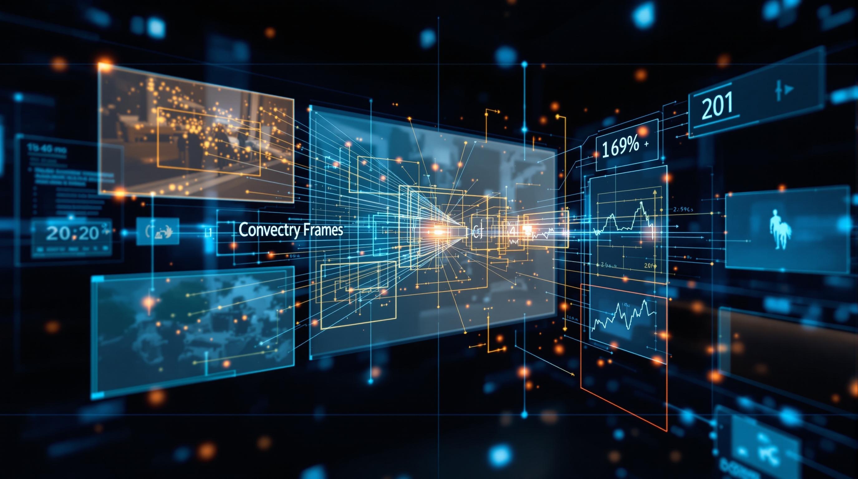 Dynamic scene showing diverse professionals (content creators, businesspeople, educators) using AI background removal in video calls, live streaming, and virtual presentations, set in a sleek modern workspace with digital overlays, vibrant and engaging composition, 16:9 aspect ratio