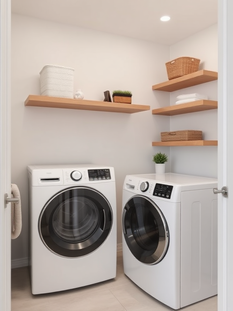 modern laundry room shelves