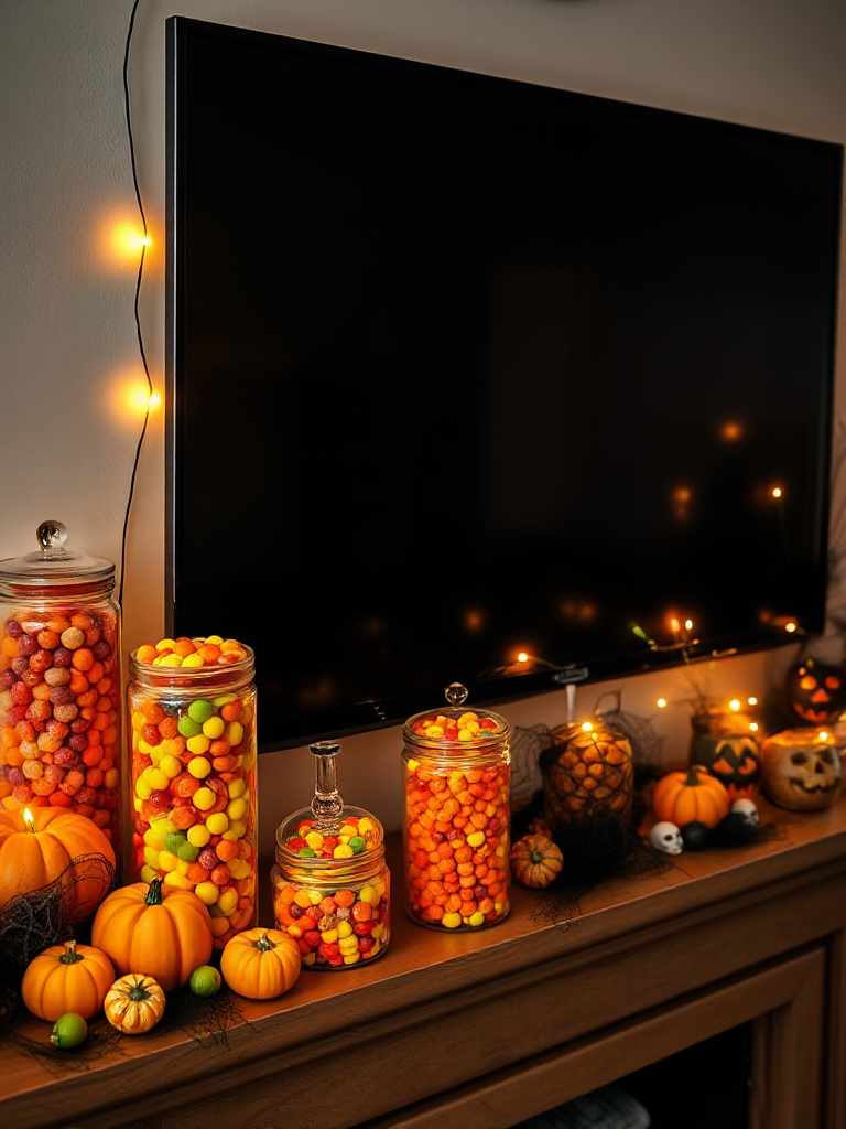 Halloween Mantle Decor With Tv