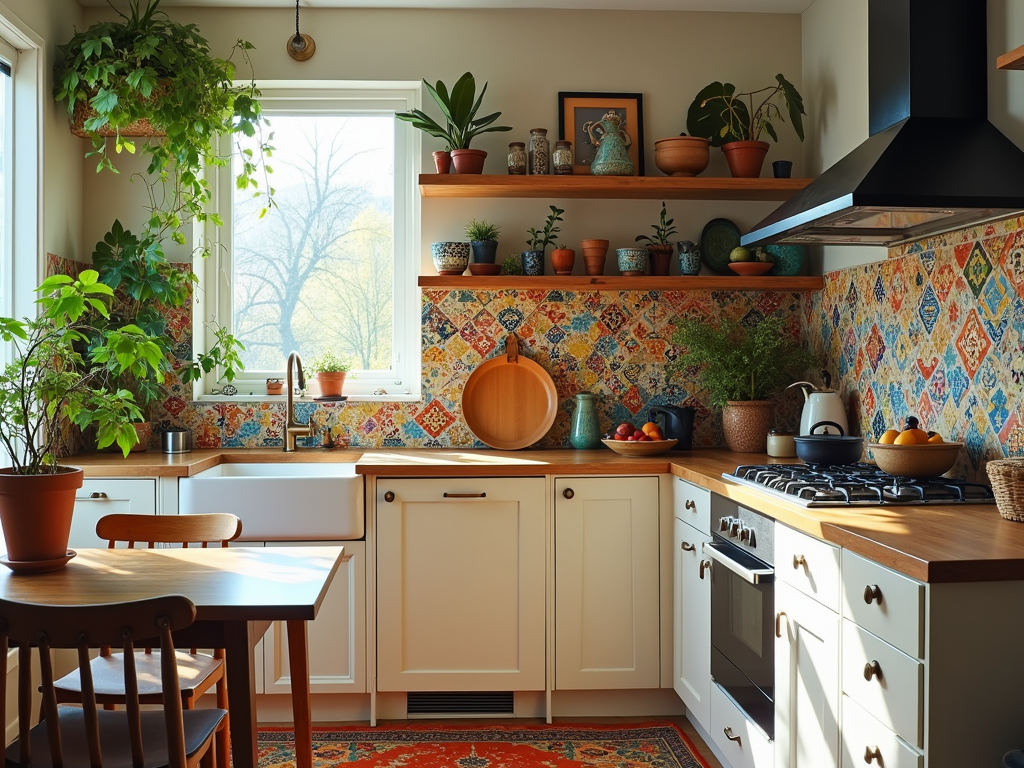 Bohemian Bliss: Transform Your Kitchen with Colorful Tile Backsplash