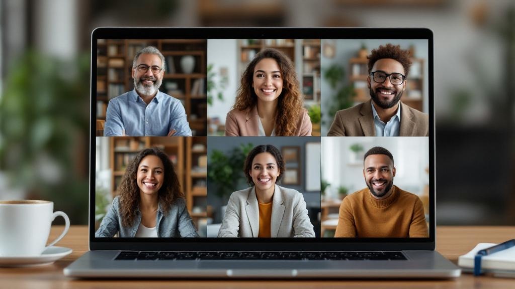 Remote marketing team collaborating via video call