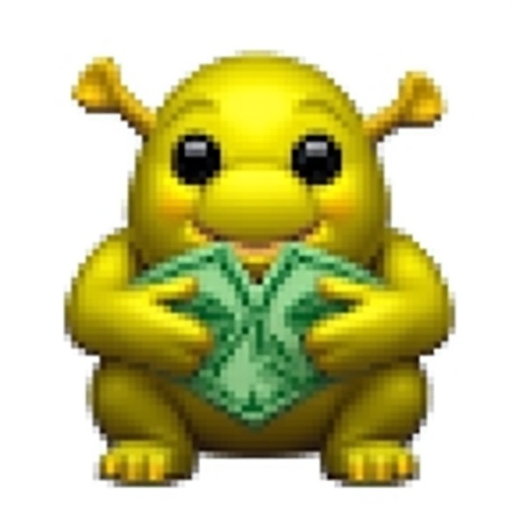 Shrek holding cash