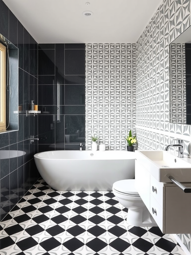 Bold Geometric Patterns in Contemporary Bathroom