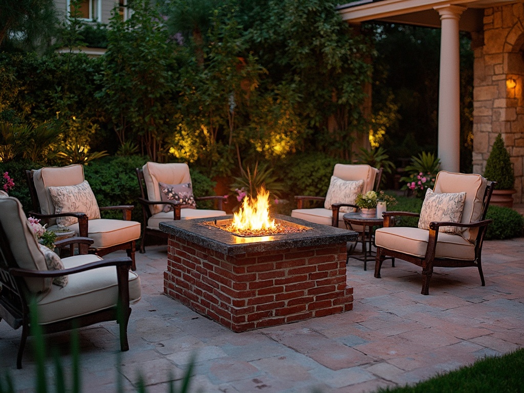 Granite-Topped Brick Fire Pit