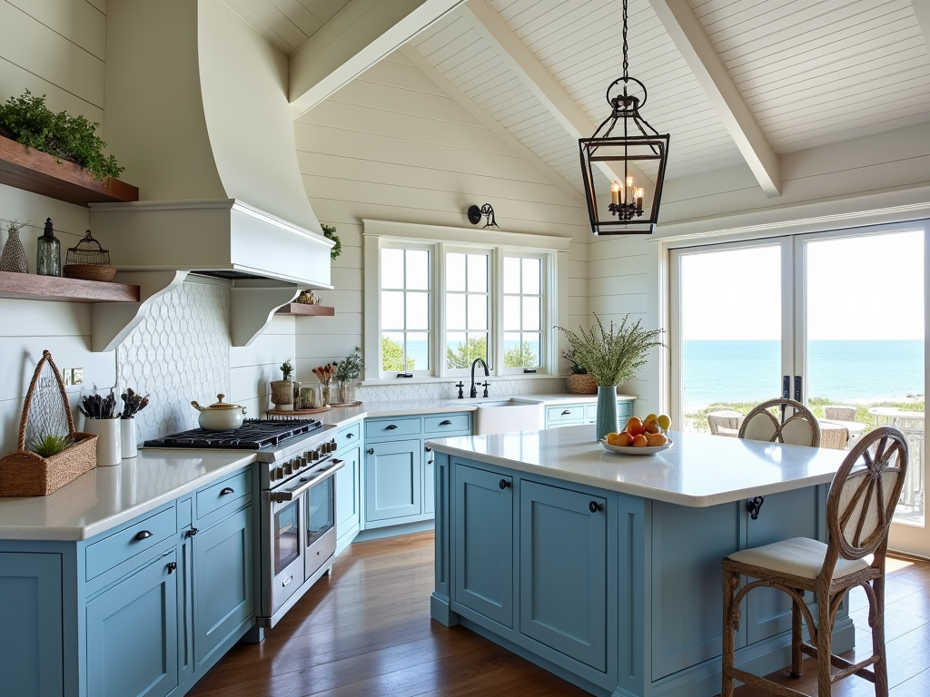 Charming Coastal Kitchen with Shiplap & Blue Accents