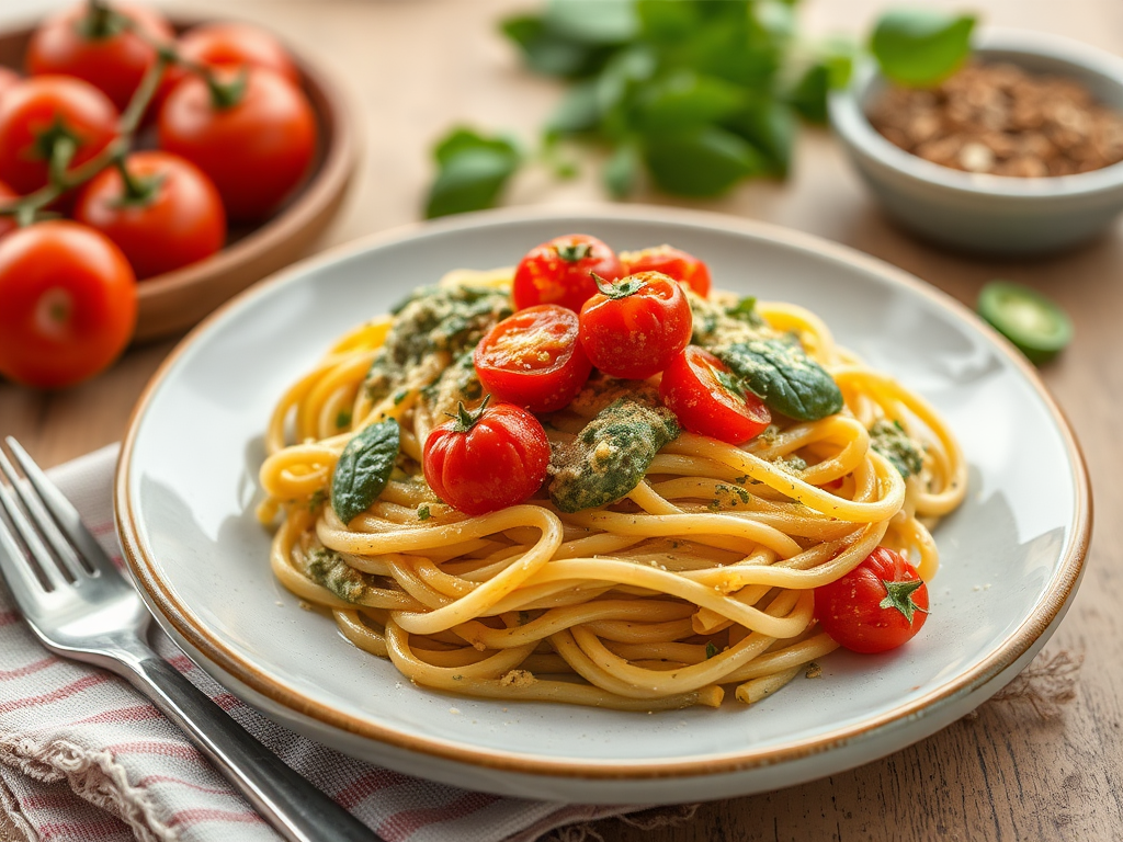 Image for Pesto Pasta with Cherry Tomatoes