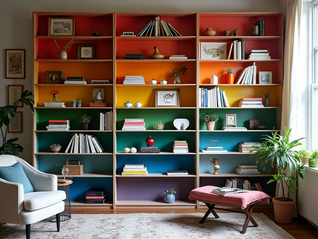 Color-Coded Shelves: The Rainbow Bookcase Revolution