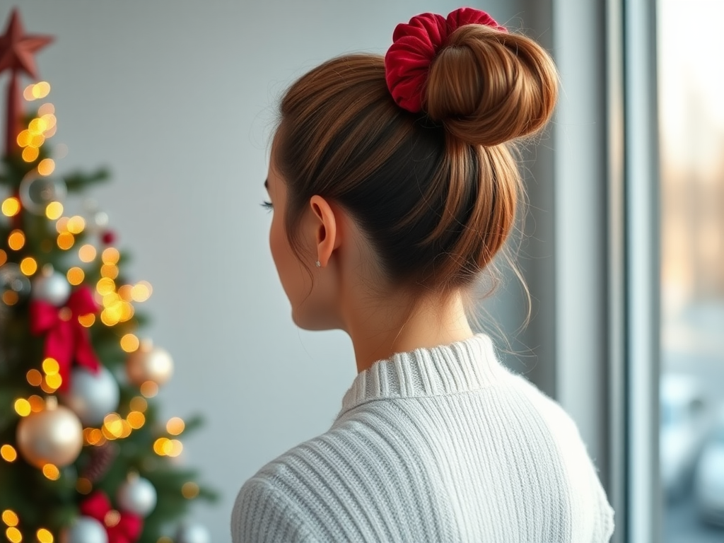 Image for Sleek High Ponytail with a Velvet Scrunchie