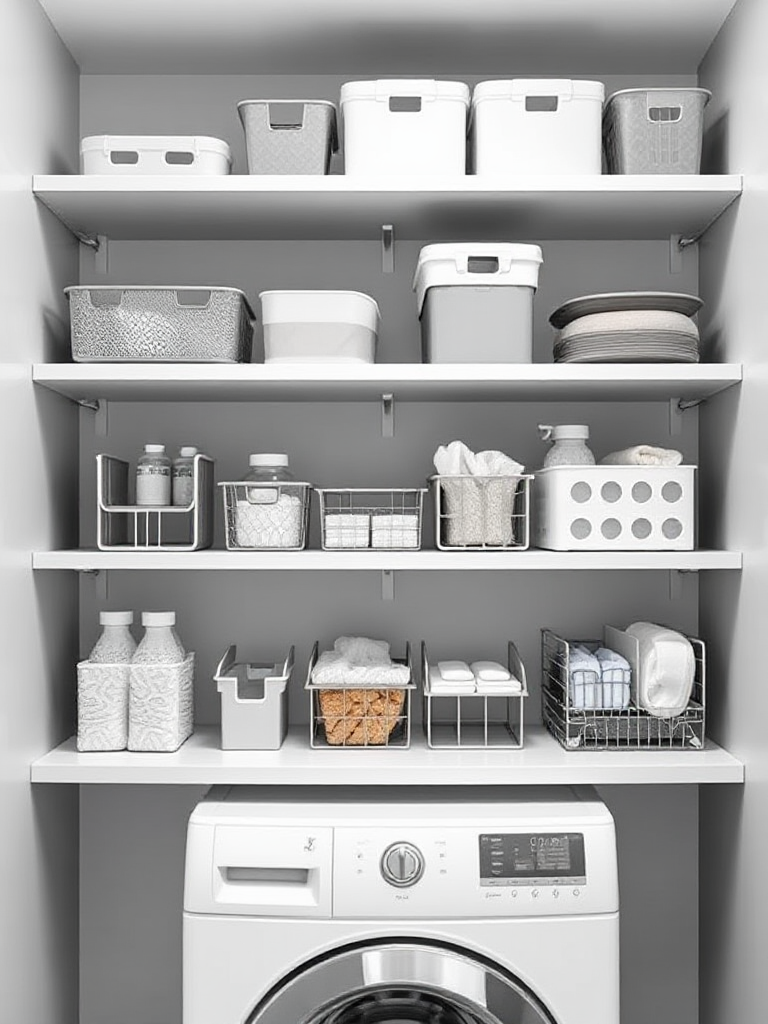 modern laundry room shelves