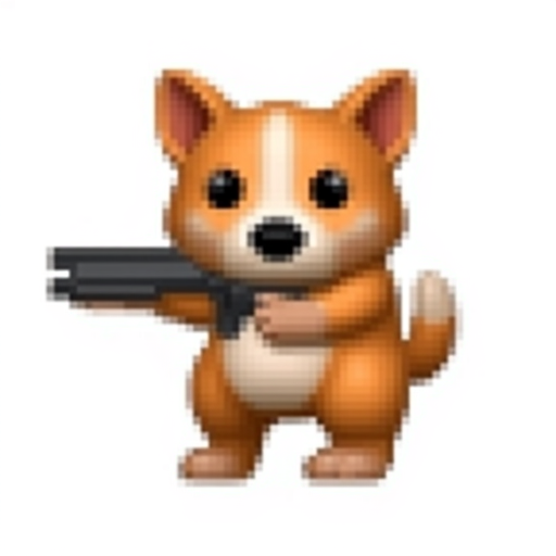 A fun and cute iOS emoji of a dog with a gun