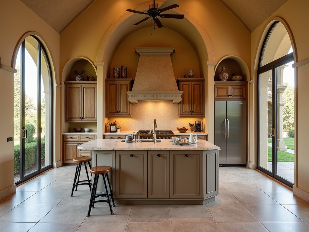 Stunning Mediterranean Kitchen with High-Tech Arched Doorways