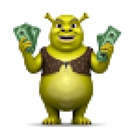 Shrek throwing dollar bills