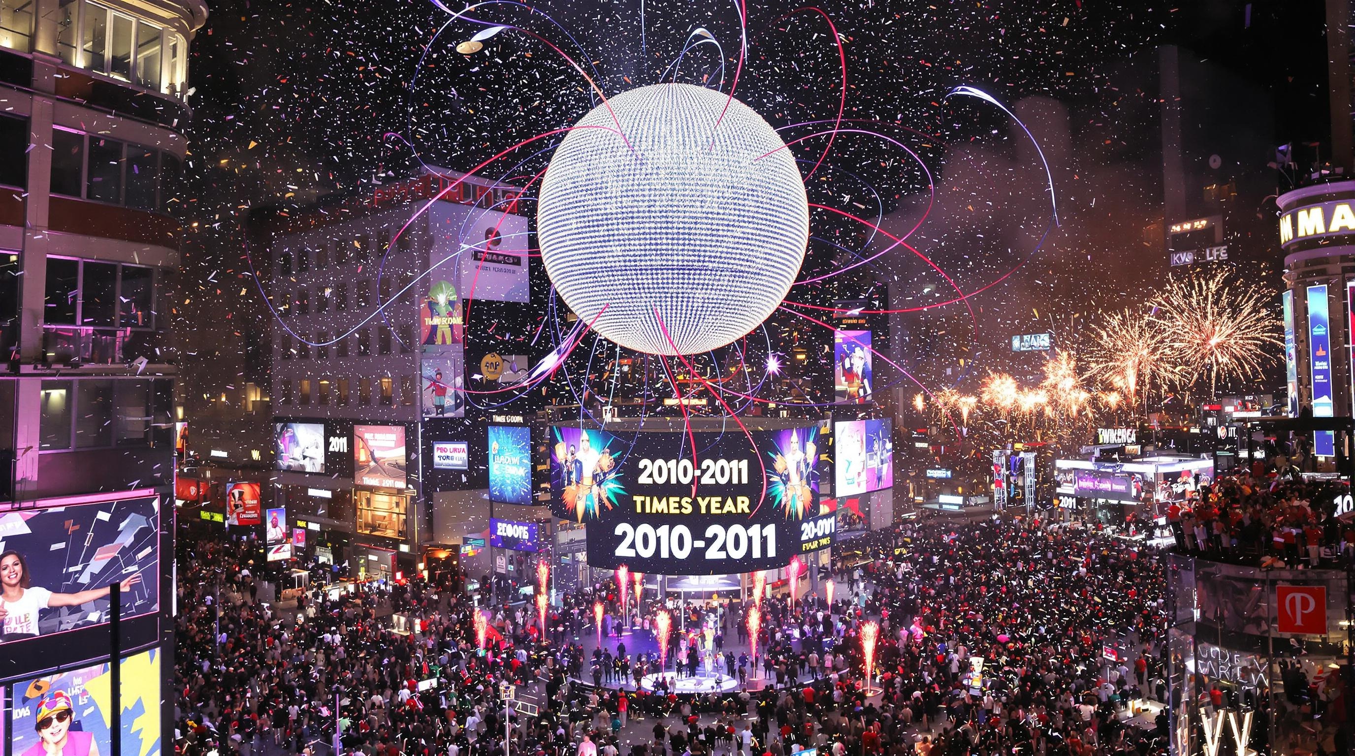 Times Square Ball Drop New Year's Eve Countdown to 2010-2011 ball drop ringing in the new year