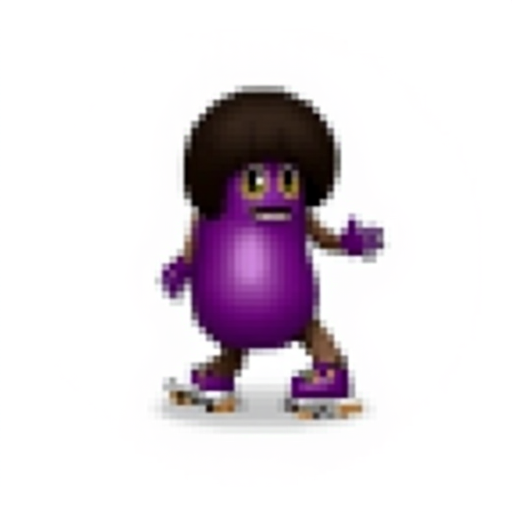 Eggplant with Afro doing disco rollerskating