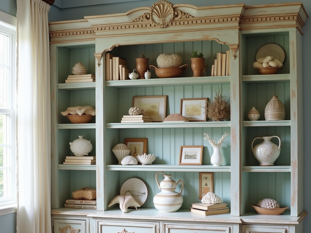 Vintage Charm: Coastal Bookcase Styling Ideas