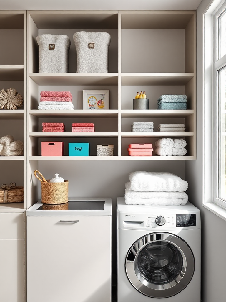 modern laundry room shelves