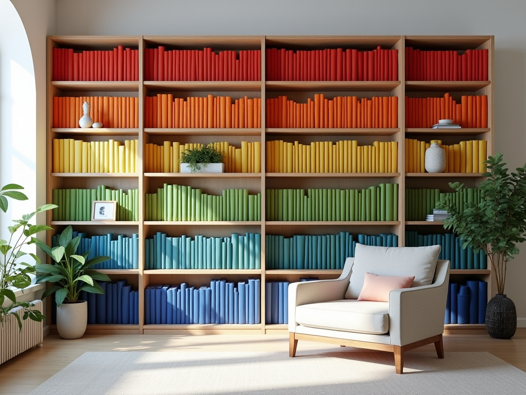 Transform Your Space: Color-Coded Shelves for a Stylish Bookcase