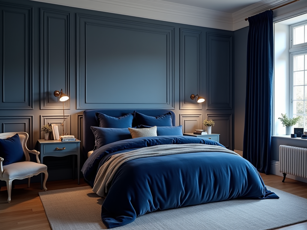 Transform Your Bedroom with Calming Navy Blue Velvet