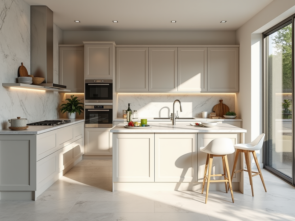 Sunlit Greige Kitchen Elegance