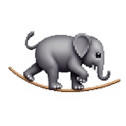 Elephant tightrope walking 