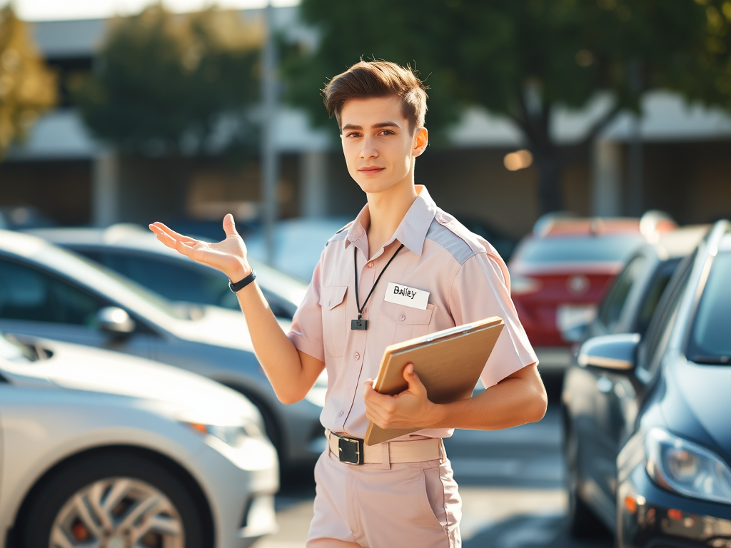 Feminine male named Paul Bailey making sure everyone parks in the right place