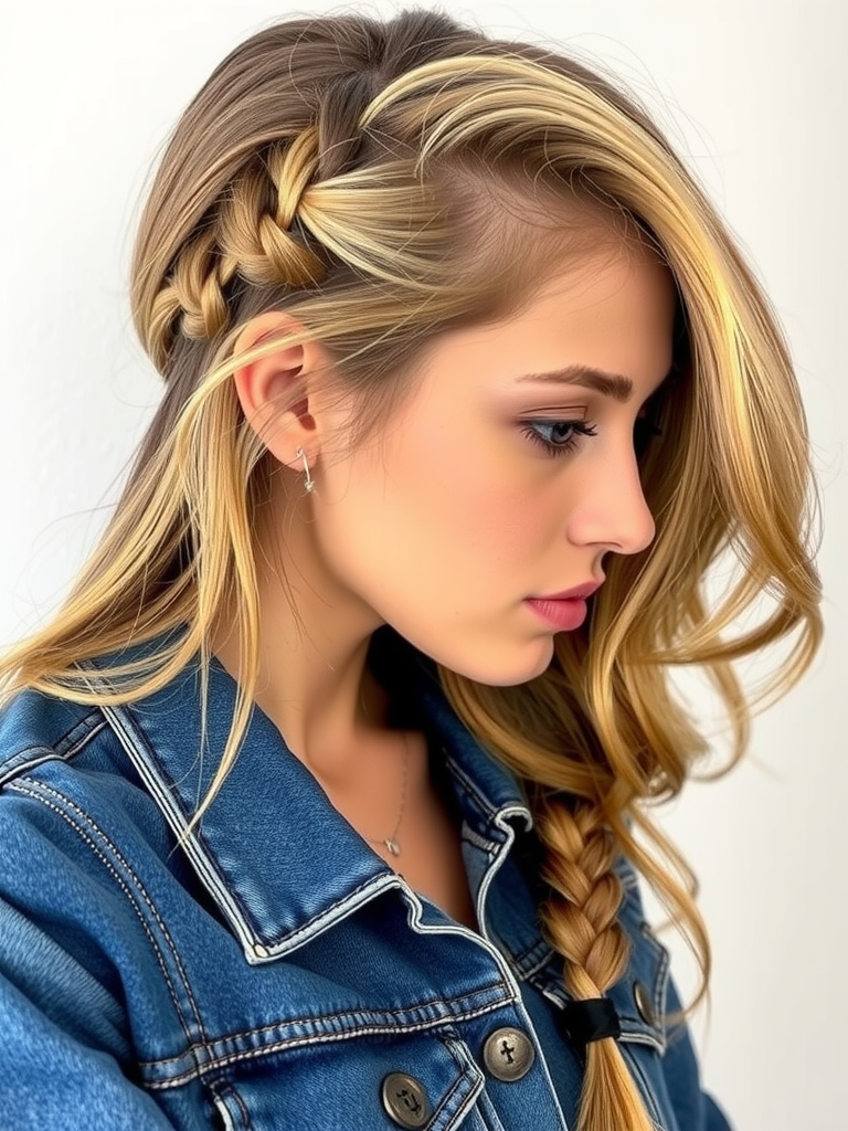 Chic side-swept French braid hairstyle