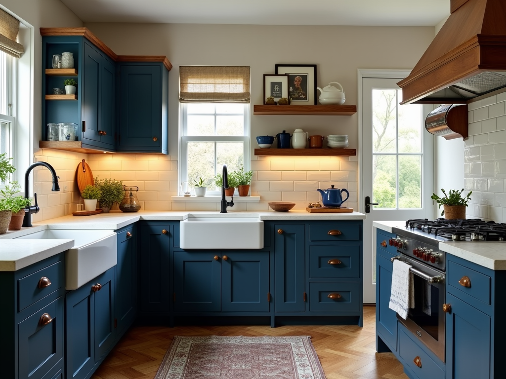 Timeless Elegance: Navy Blue Cabinetry in a Traditional Kitchen