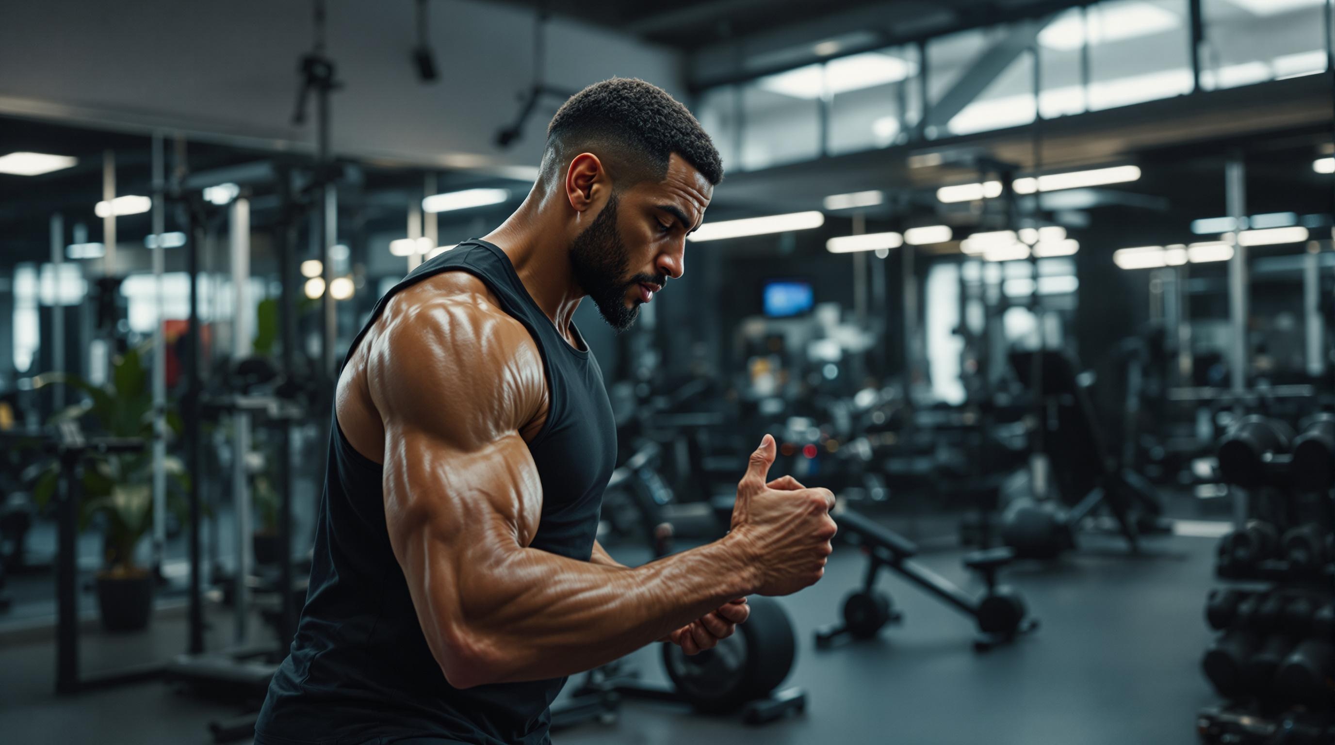Ultra Realistic Personal Trainer A personal trainer working with a client in a gym setting.