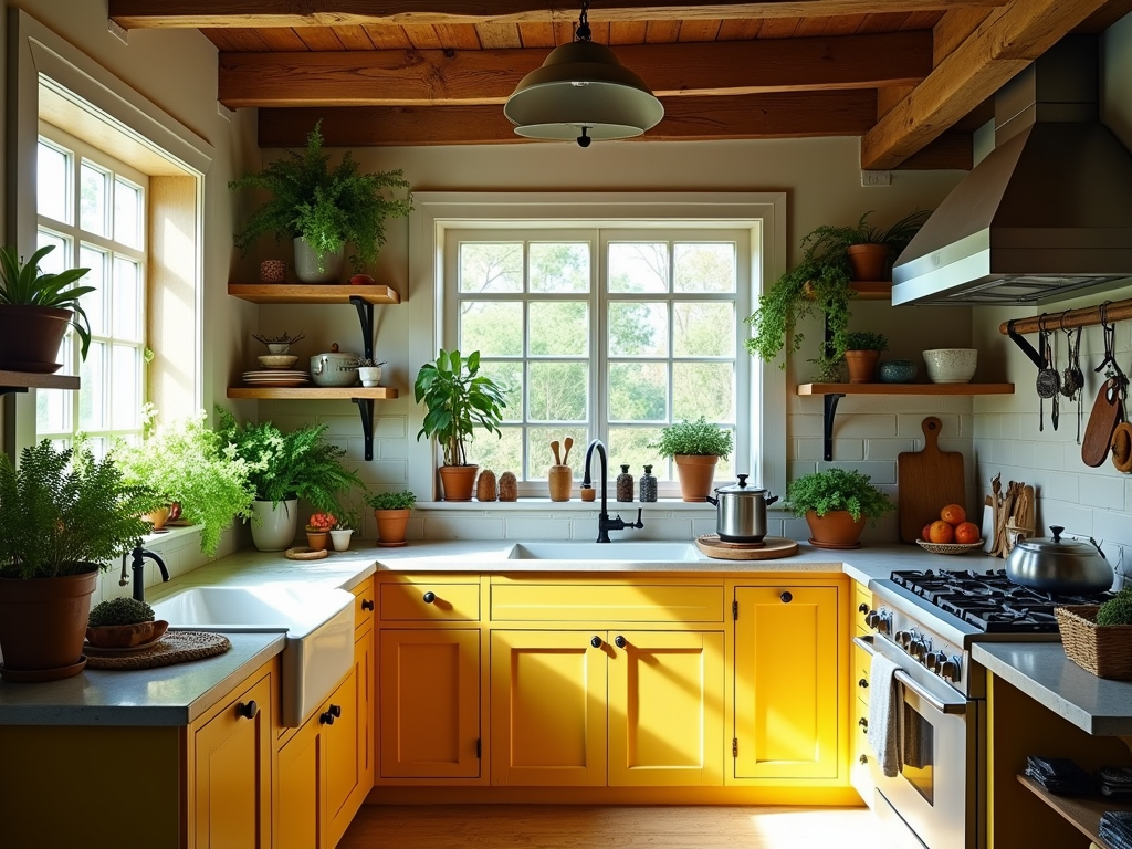 Bright & Breezy: Rustic Kitchen with Yellow Accents