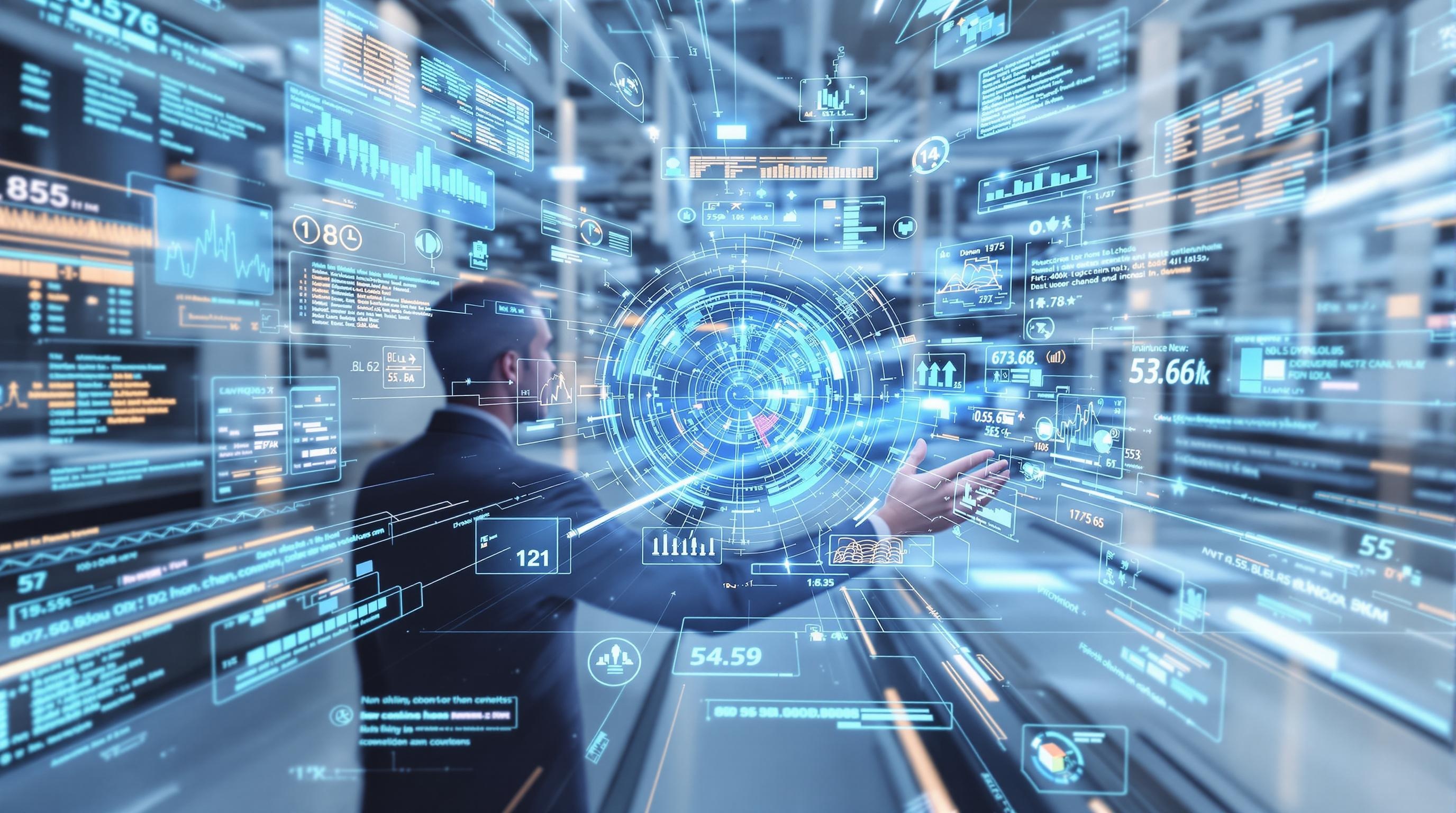 Professional collage featuring autonomous vehicle sensor fusion, AI-assisted healthcare diagnostics with medical imaging, and immersive AR/VR user interaction, all connected by flowing digital data elements, contemporary and polished look, no text, 16:9 aspect ratio