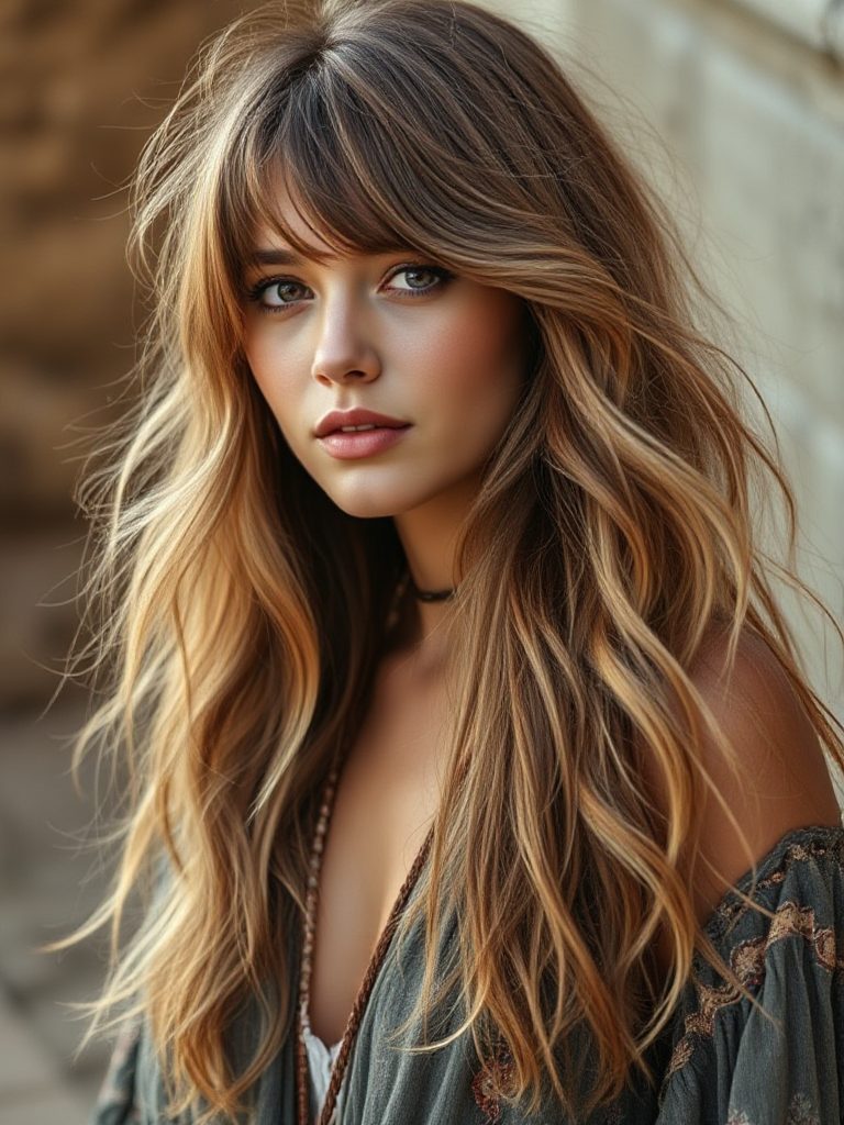 Long Hair with Side Bangs