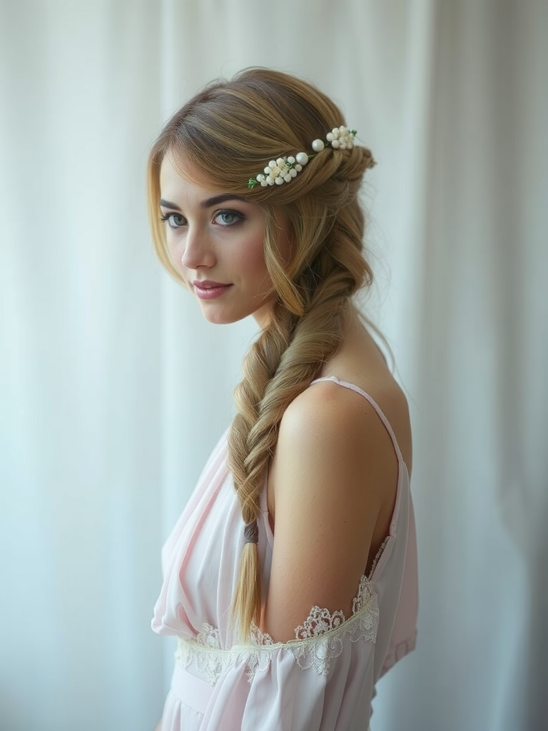 Romantic waterfall braid hairstyle