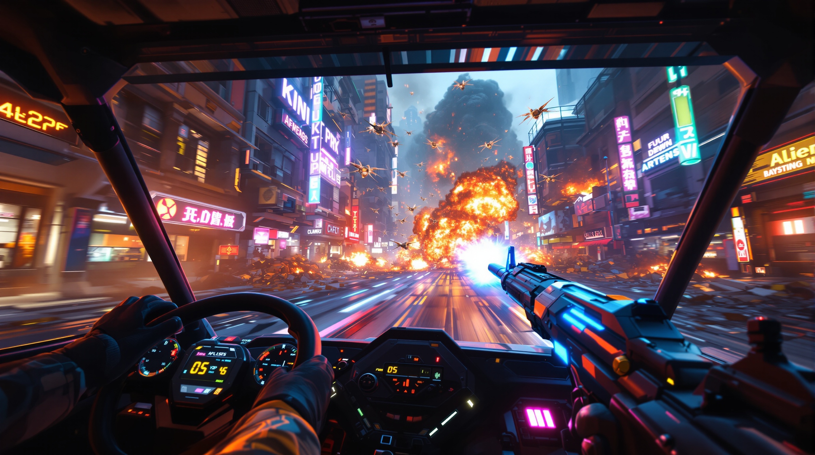 Análisis de Echo Wars Combate Vehicular con una escena de acción y explosiones