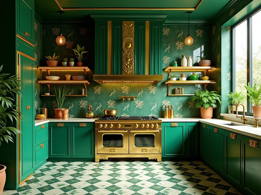 Glamorous Art Deco Kitchens with Tropical Touches