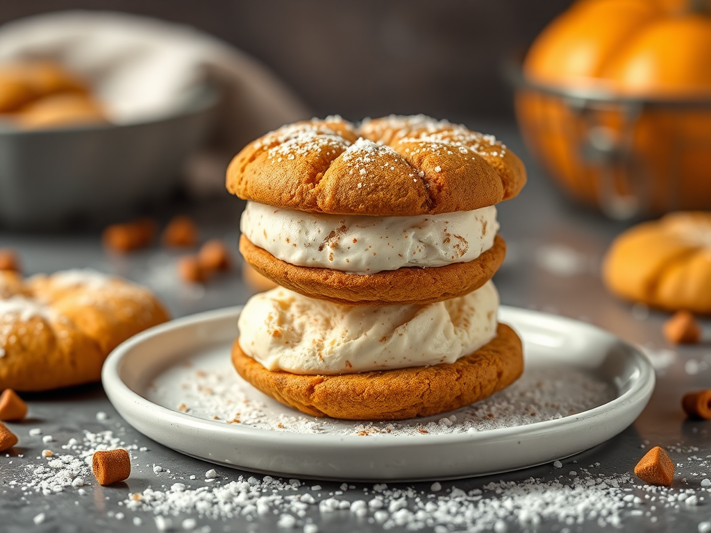 Image for Pumpkin Snickerdoodle Cookie Ice Cream Sandwiches