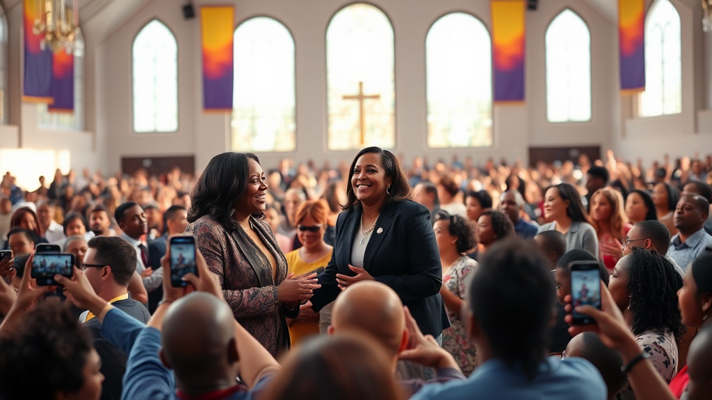 메가처치에서 연설하는 카말라 해리스 부통령